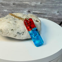 Red and Turquoise Long Pendant Necklace / Vibrant Fused Glass Jewellery