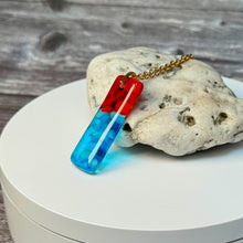 Red and Turquoise Long Pendant Necklace / Vibrant Fused Glass Jewellery