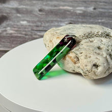 Green and Purple Long Pendant Necklace / Vibrant Fused Glass Jewellery