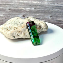 Green and Purple Long Pendant Necklace / Vibrant Fused Glass Jewellery