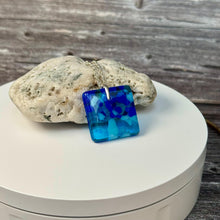 Blue and Turquoise Square Necklace / Vibrant Fused Glass Jewellery