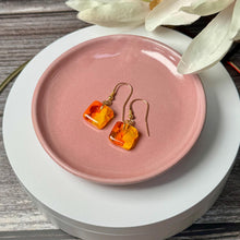 Bright and Warm Yellow and Orange Earrings: Sterling Silver Fused Glass Earrings
