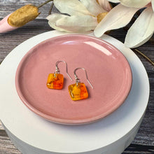 Bright and Warm Yellow and Orange Earrings: Sterling Silver Fused Glass Earrings