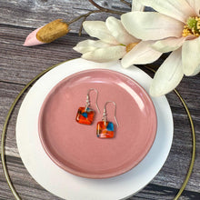 Energising Orange and Turquoise Earrings: Sterling Silver Fused Glass Earrings