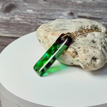 Green and Purple Long Pendant Necklace / Vibrant Fused Glass Jewellery