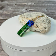 Blue and Green Long Pendant Necklace / Vibrant Fused Glass Jewellery