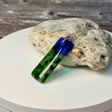 Blue and Green Long Pendant Necklace / Vibrant Fused Glass Jewellery