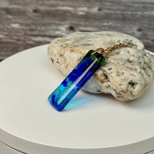 Blue, Turquoise and Green Long Pendant Necklace / Vibrant Fused Glass Jewellery