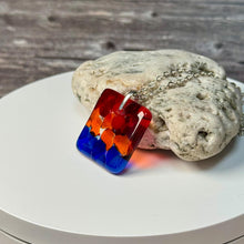 Blue, Red and Orange Square Necklace / Vibrant Fused Glass Jewellery