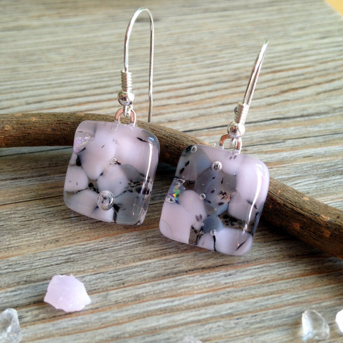 Rose Pink Earrings / Mum Gift / Fused Glass Earrings / Petal Pink / Pink Jewelry