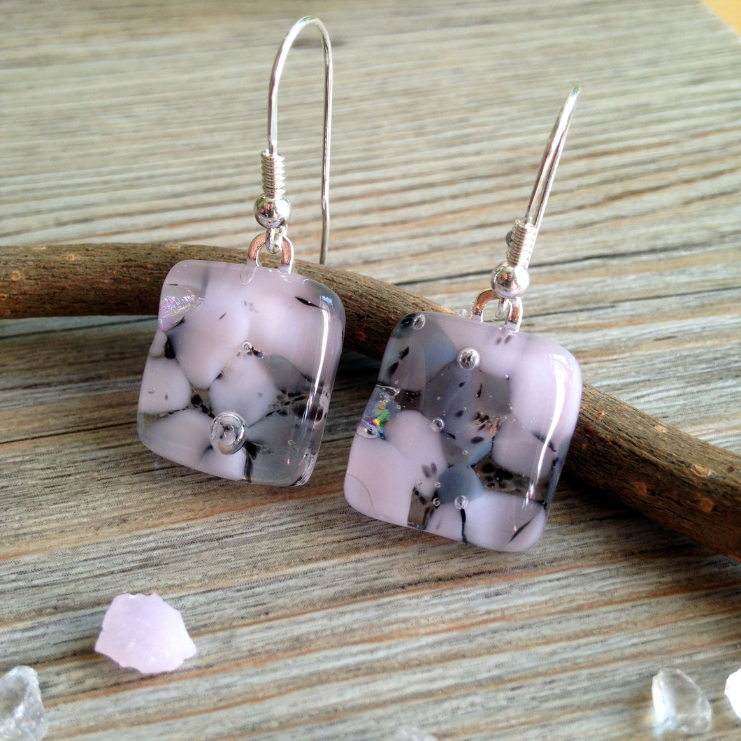 Rose Pink Earrings / Mum Gift / Fused Glass Earrings / Petal Pink / Pink Jewelry